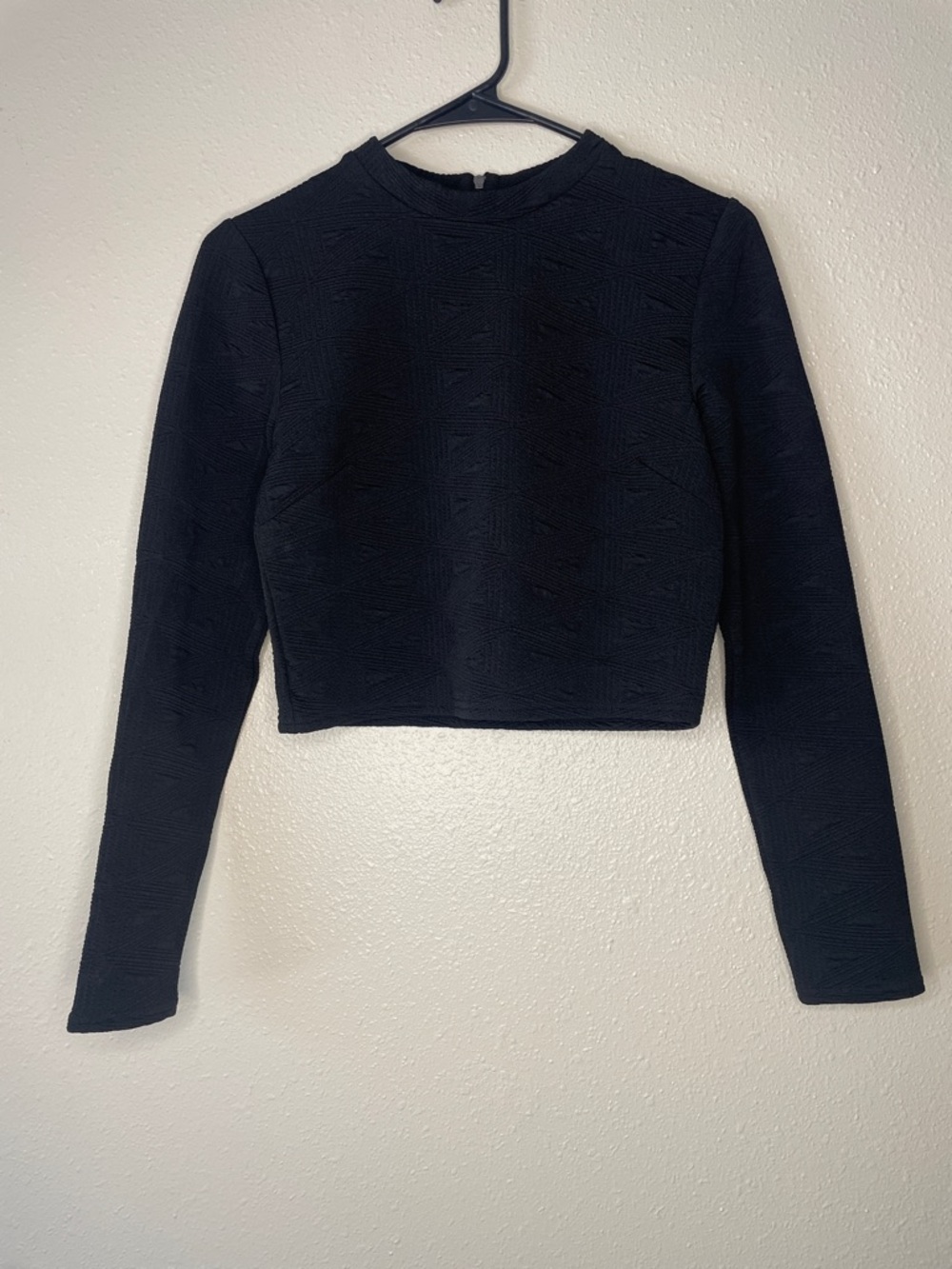 Metaphor Black Long-Sleeve Cropped Top With Skirt